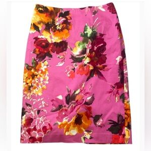 Talbots Floral Pencil Skirt in Pink and Yellow